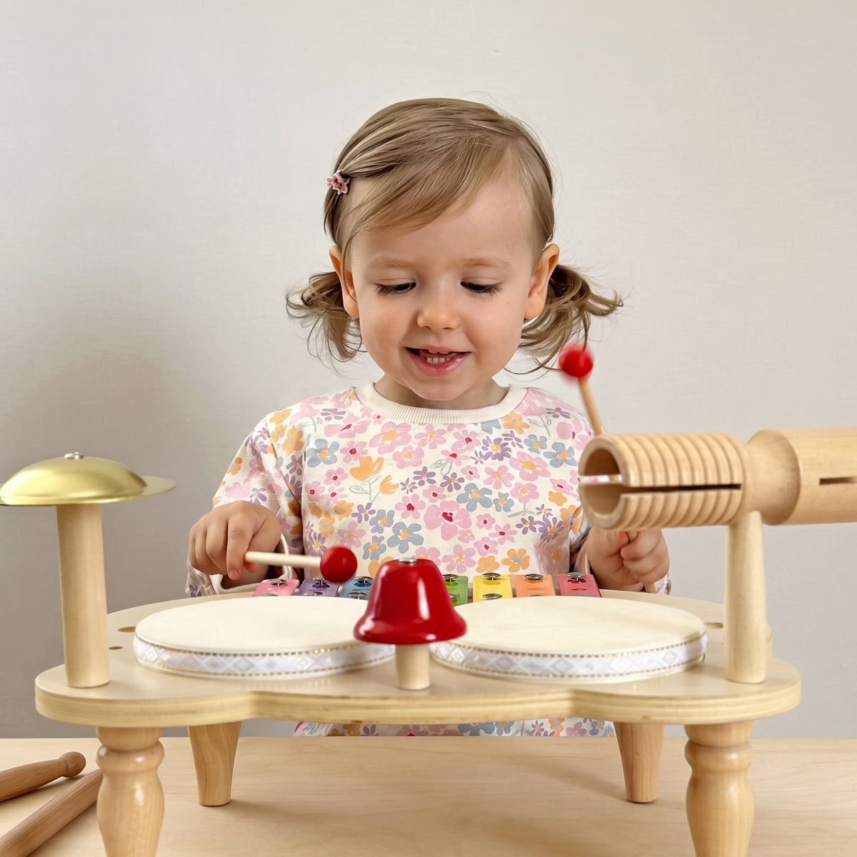 Wooden Percussion Set with Xylophone and Drums