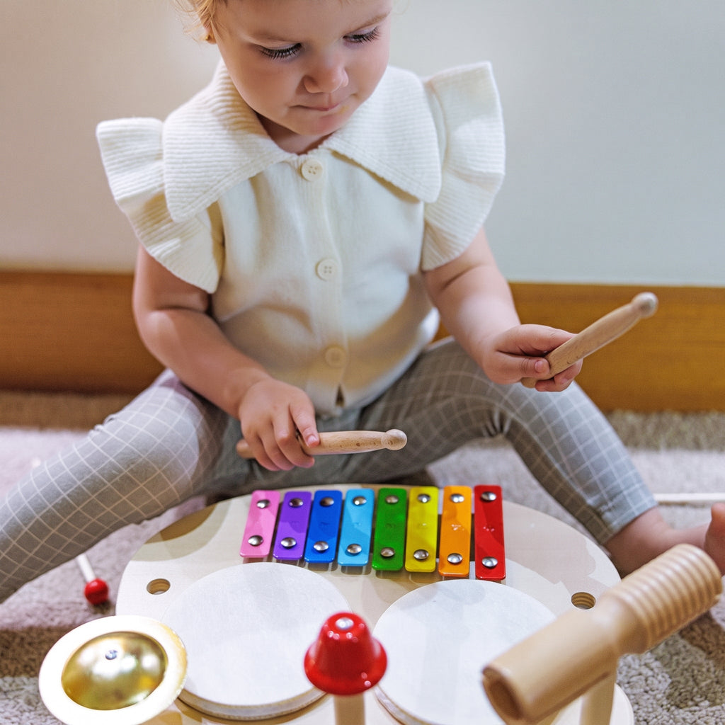 Wooden Percussion Set with Xylophone and Drums