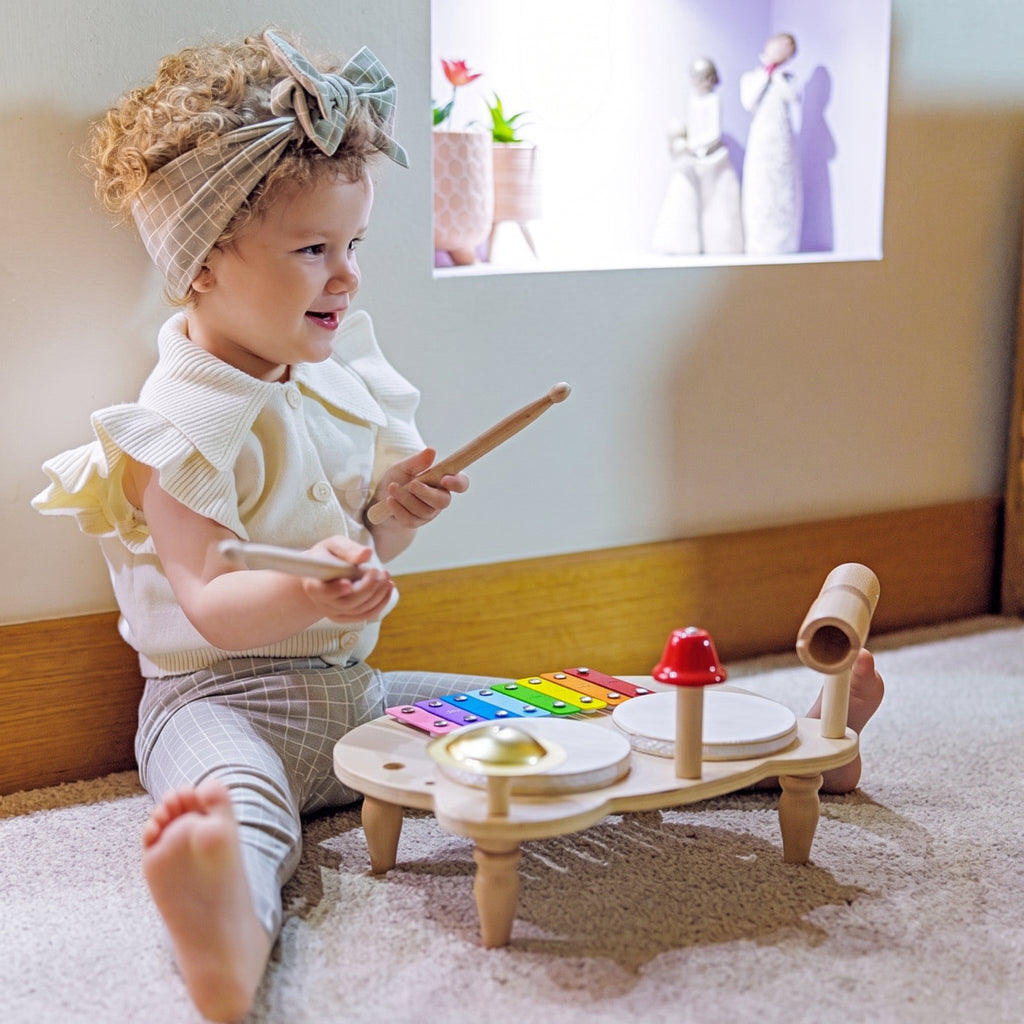 Wooden Percussion Set with Xylophone and Drums