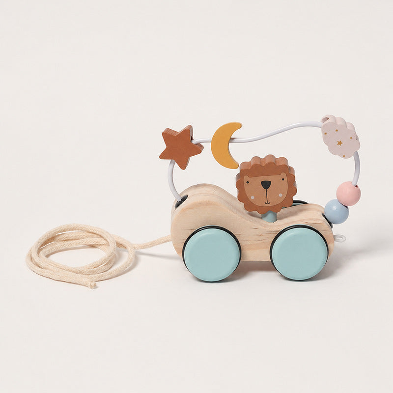 Wooden Pull Toy with Lion and Activity Loop