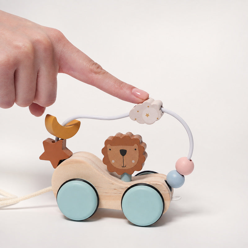 Wooden Pull Toy with Lion and Activity Loop