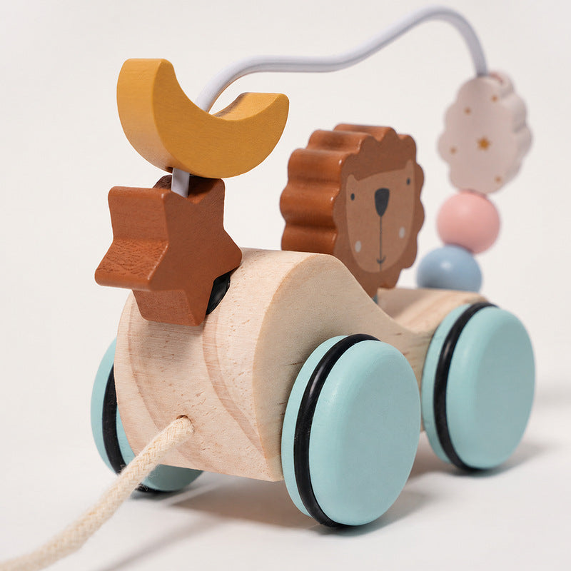 Wooden Pull Toy with Lion and Activity Loop
