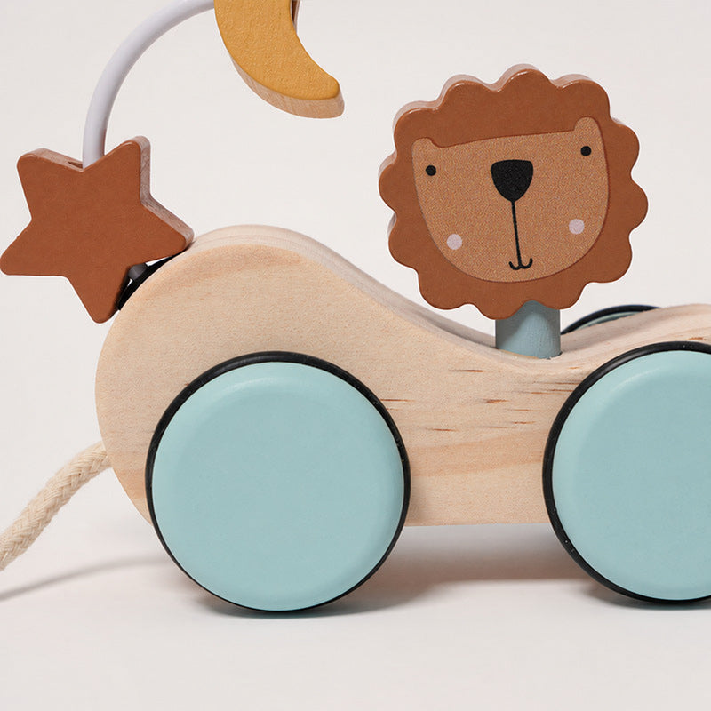 Wooden Pull Toy with Lion and Activity Loop
