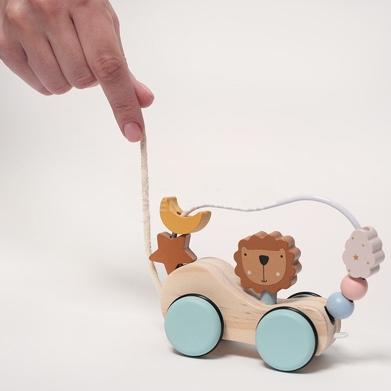 Wooden Pull Toy with Lion and Activity Loop