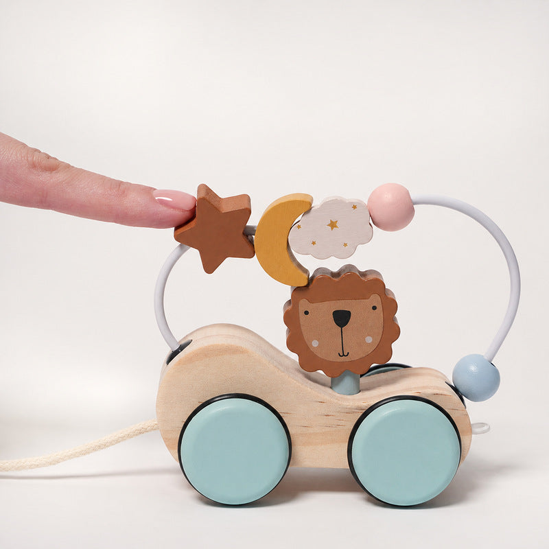 Wooden Pull Toy with Lion and Activity Loop