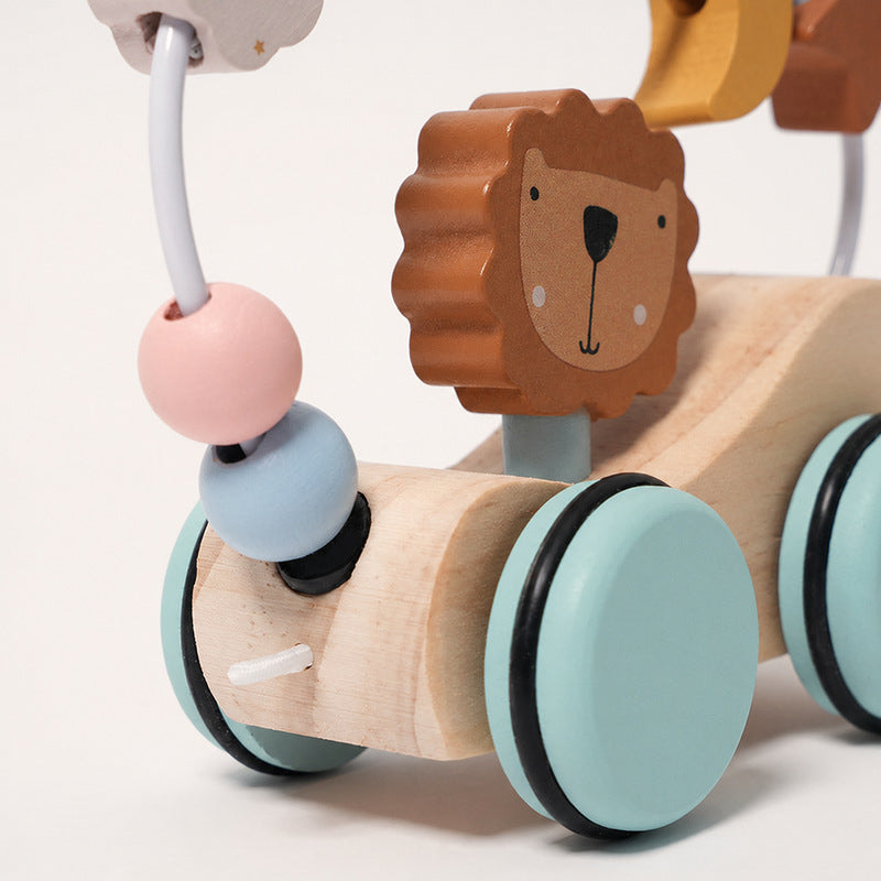 Wooden Pull Toy with Lion and Activity Loop