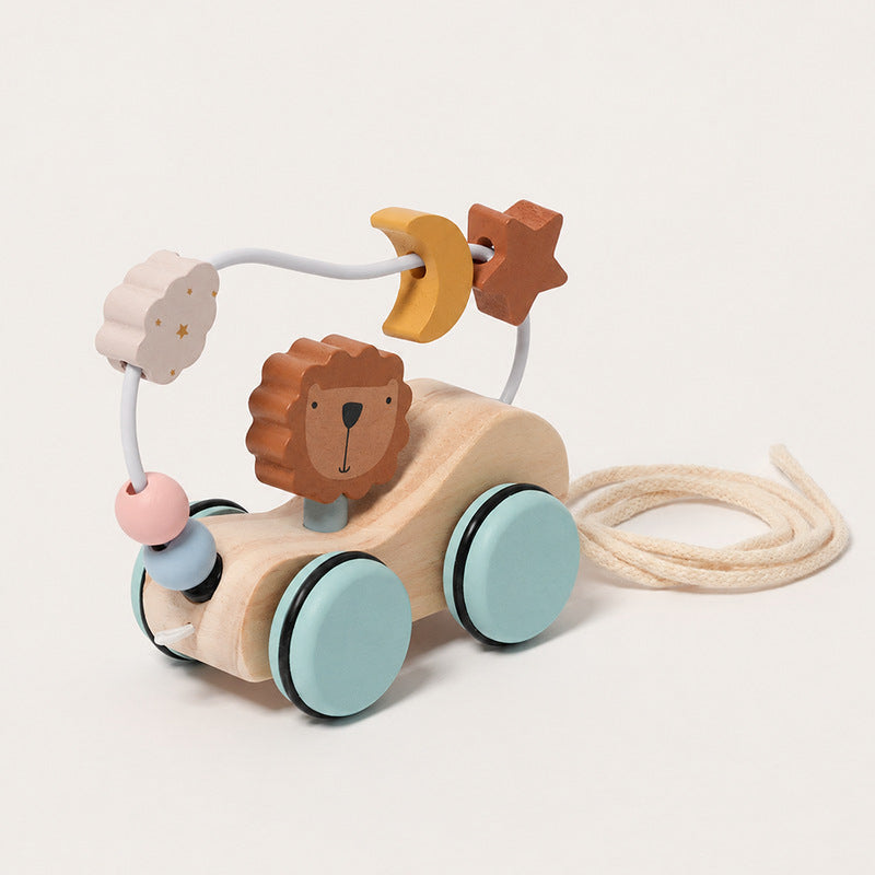 Wooden Pull Toy with Lion and Activity Loop
