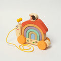 Wooden Pull Toy Snail with Stacking Rainbow Shell