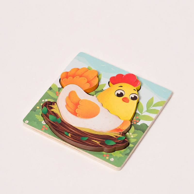 Wooden Puzzle Set, 4 Easter-Themed 3D Puzzles for Toddlers
