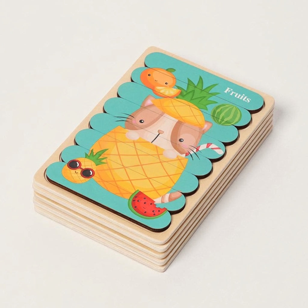 Wooden Puzzles Toddlers, Double-Sided 5-Pack Set