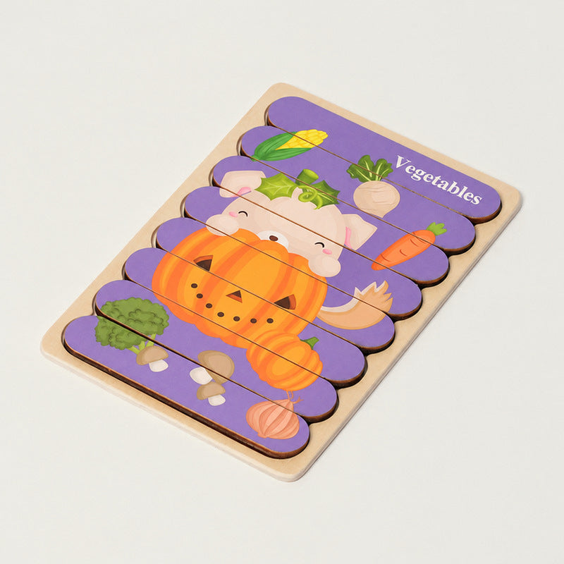 Wooden Puzzles Toddlers, Double-Sided 5-Pack Set