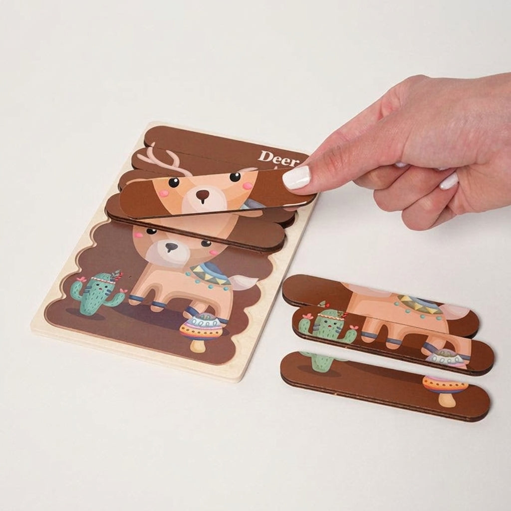 Wooden Puzzles Toddlers, Double-Sided 5-Pack Set