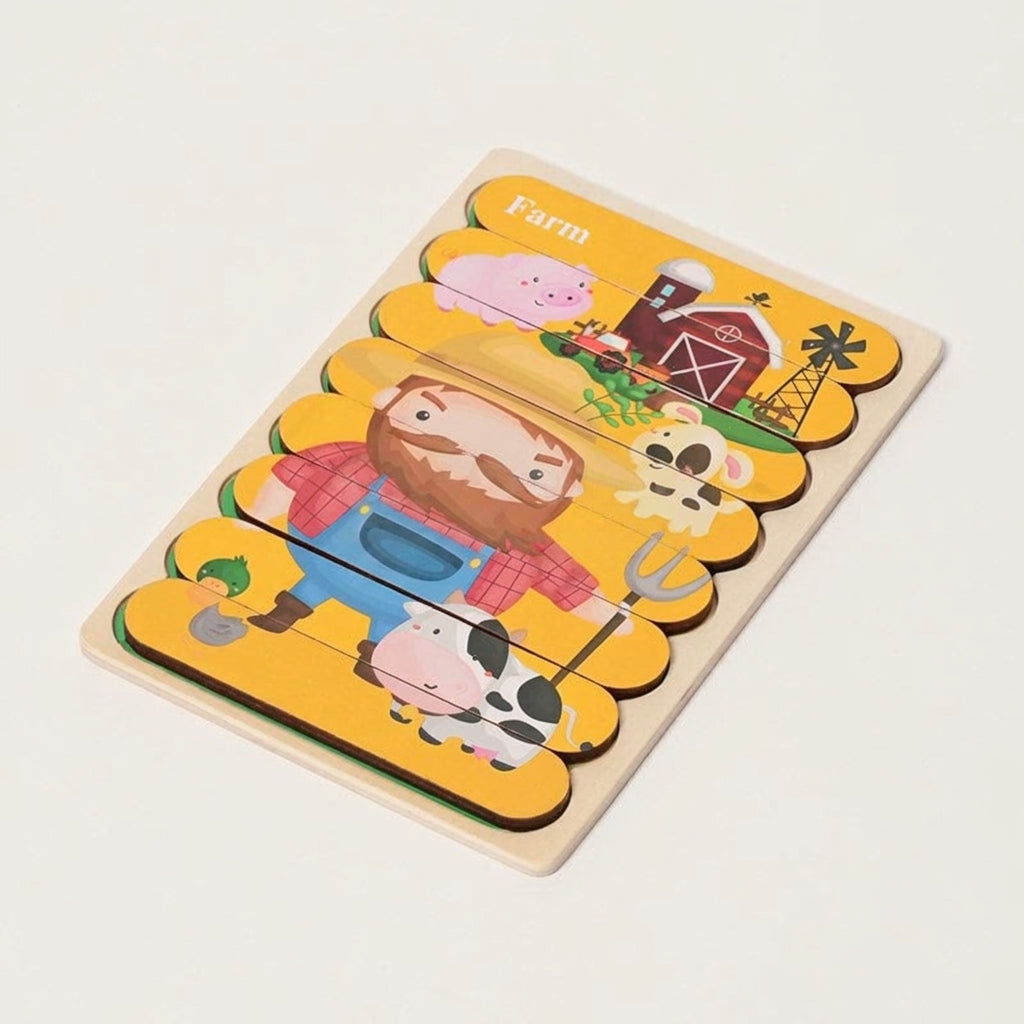 Wooden Puzzles Toddlers, Double-Sided 5-Pack Set