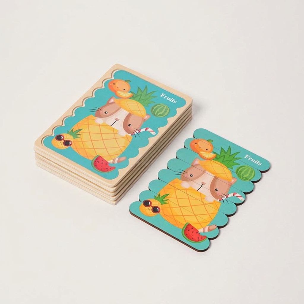 Wooden Puzzles Toddlers, Double-Sided 5-Pack Set
