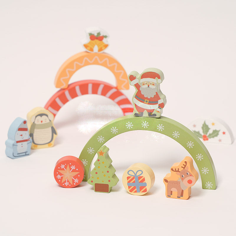 Wooden Shape Puzzle with Christmas Theme, 14-Piece Set