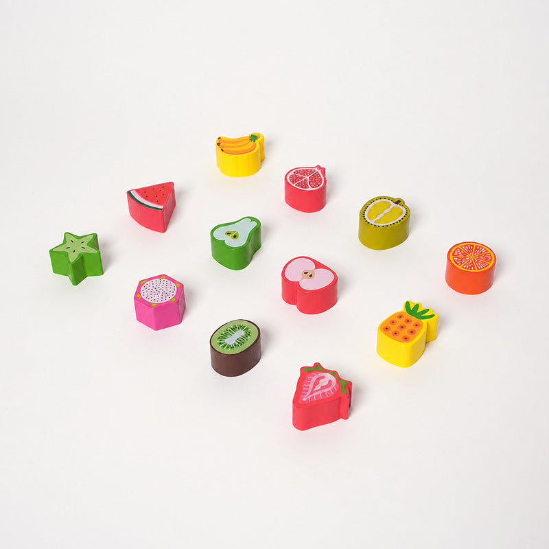 Wooden Shape Sorter Cart with Magnetic Worms and Vegetables