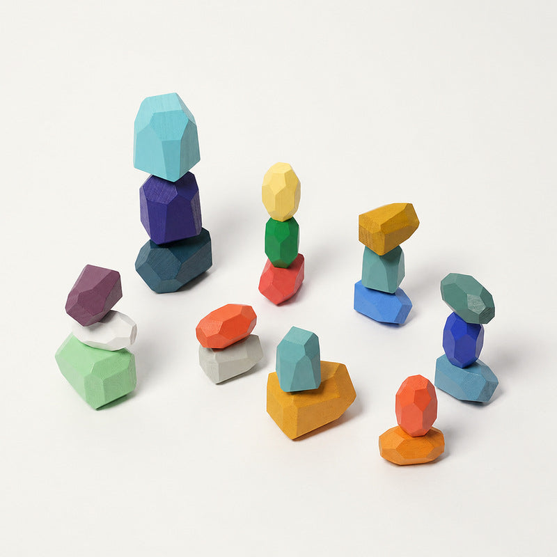Wooden Stacking Stones - 21 Faceted Balancing Blocks