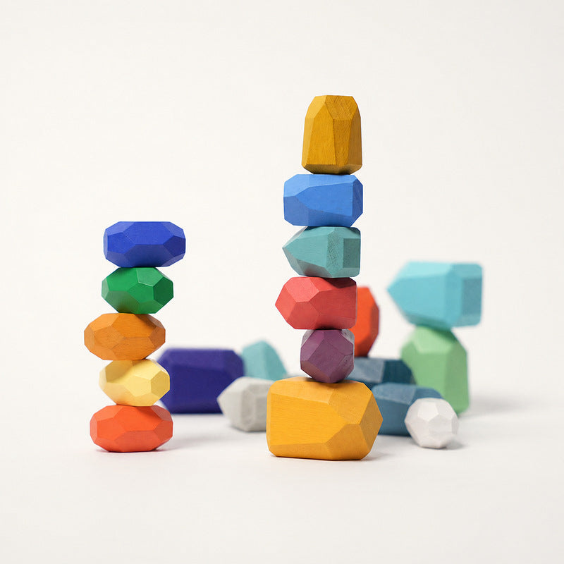 Wooden Stacking Stones - 21 Faceted Balancing Blocks