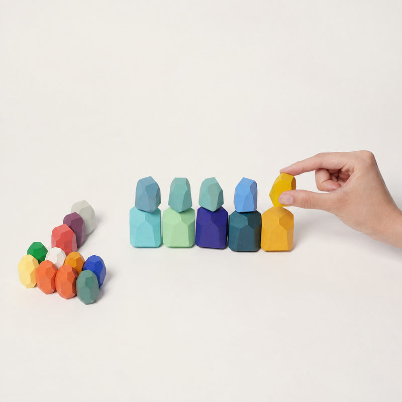 Wooden Stacking Stones - 21 Faceted Balancing Blocks