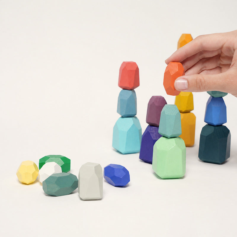 Wooden Stacking Stones - 21 Faceted Balancing Blocks