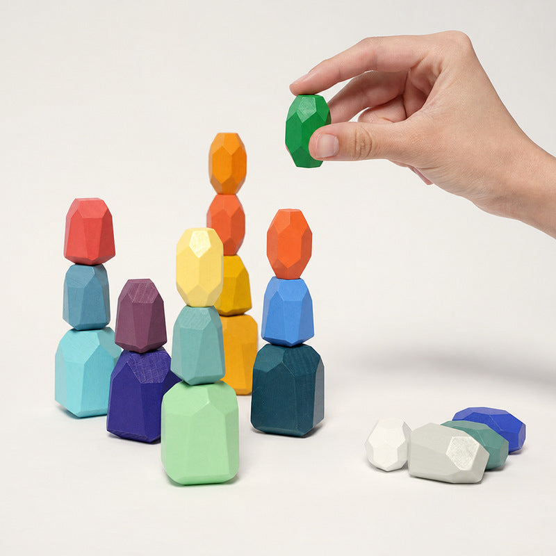 Wooden Stacking Stones - 21 Faceted Balancing Blocks