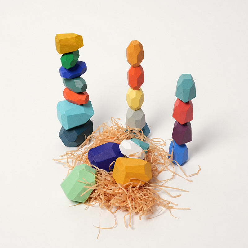 Wooden Stacking Stones - 21 Faceted Balancing Blocks
