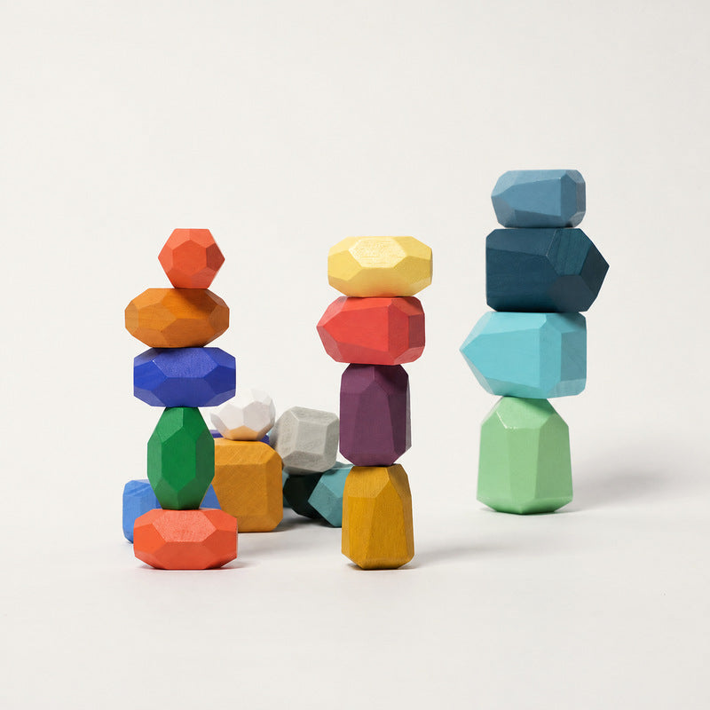Wooden Stacking Stones - 21 Faceted Balancing Blocks