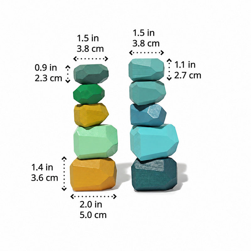 Wooden Stacking Stones - 21 Faceted Balancing Blocks