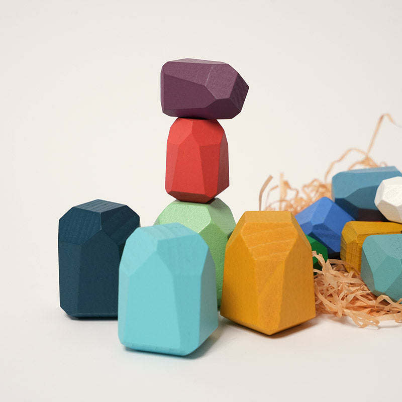 Wooden Stacking Stones - 21 Faceted Balancing Blocks