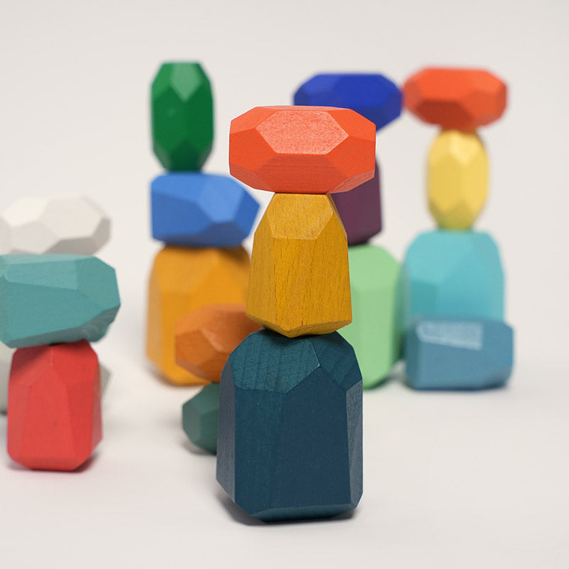 Wooden Stacking Stones - 21 Faceted Balancing Blocks