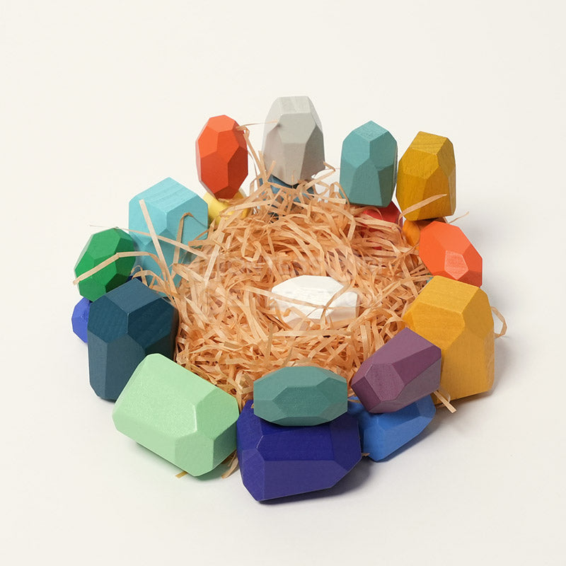 Wooden Stacking Stones - 21 Faceted Balancing Blocks