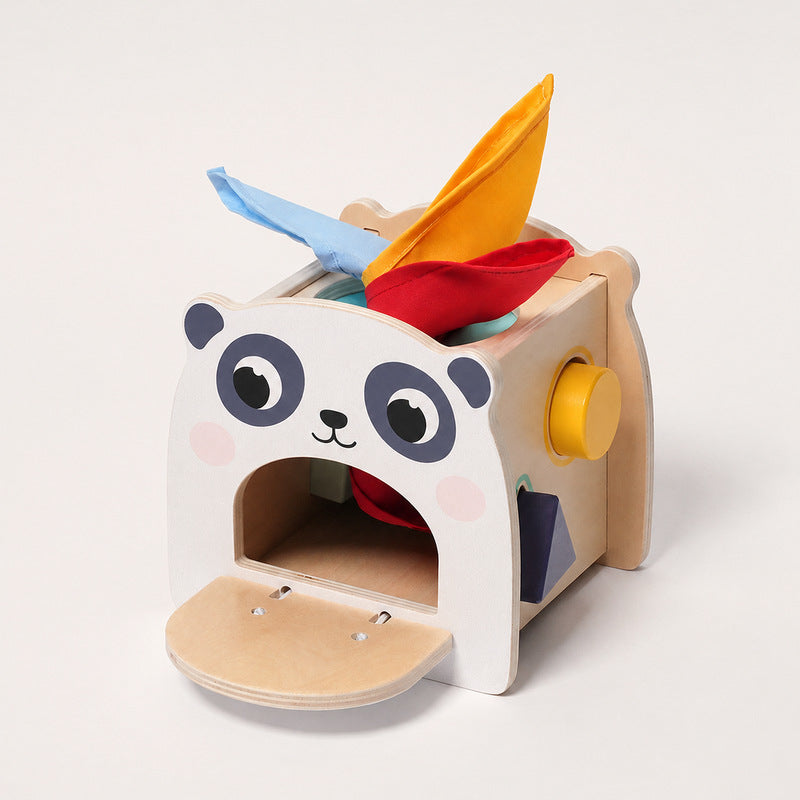Wooden Tissue Box Toy with Panda Design and Shapes
