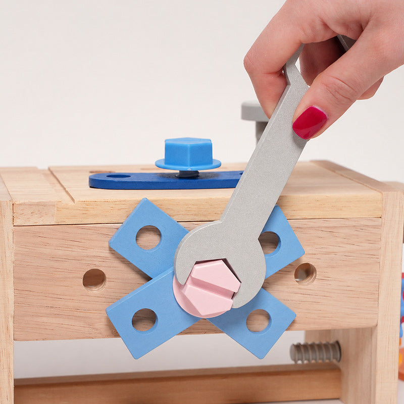 Wooden Tool Set with Convertible Workbench & Storage Box