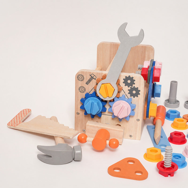 Wooden Tool Set with Convertible Workbench & Storage Box