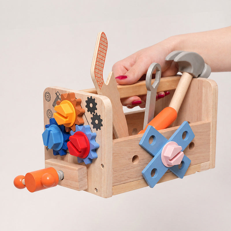 Wooden Tool Set with Convertible Workbench & Storage Box