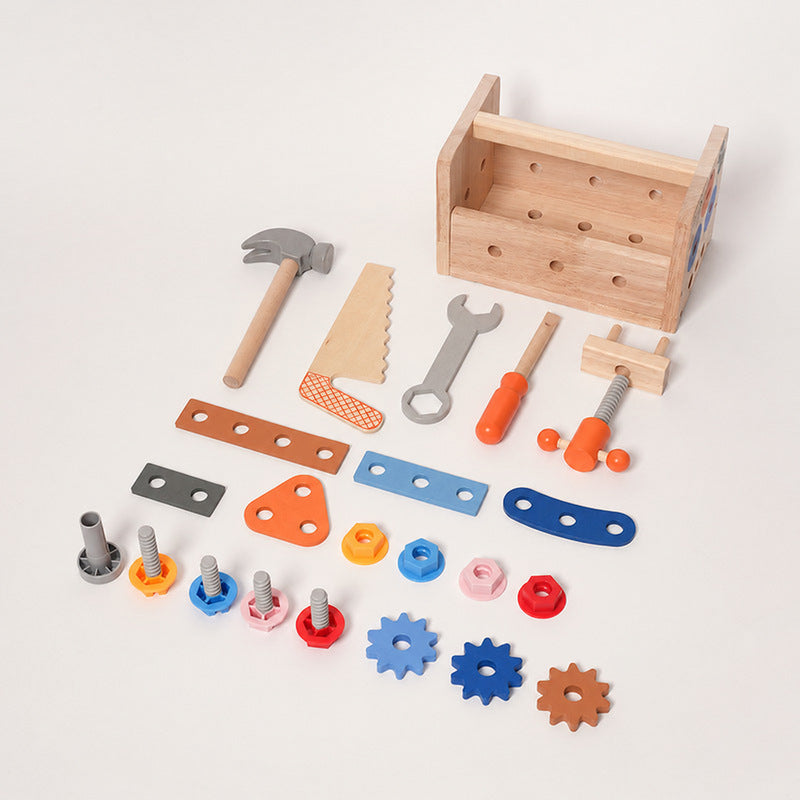 Wooden Tool Set with Convertible Workbench & Storage Box