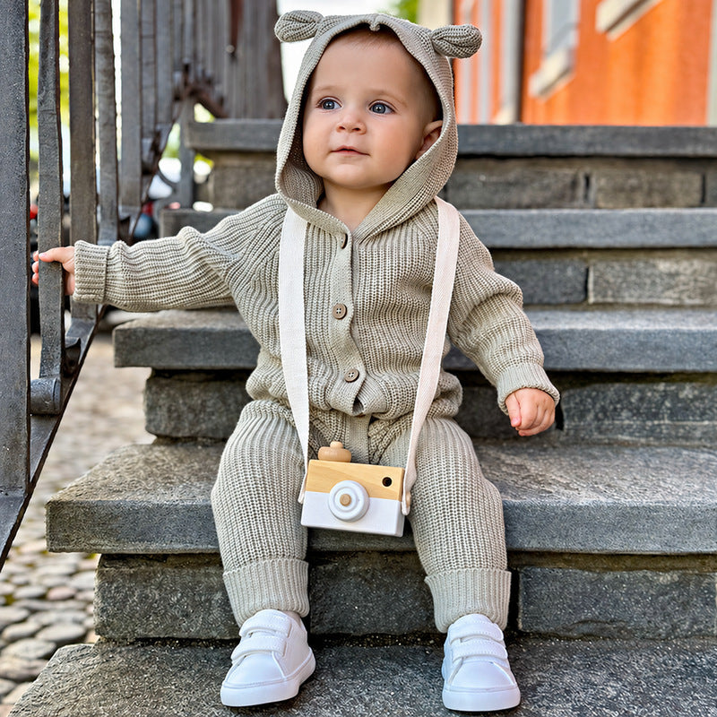 Wooden Toy Camera with Strap, Pretend Play Photography