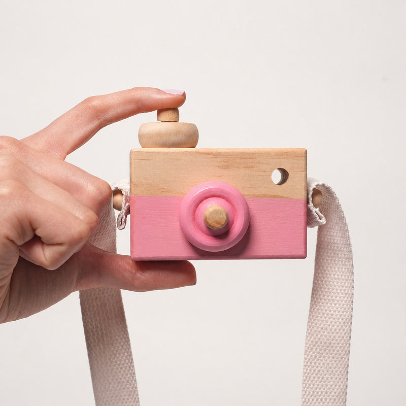Wooden Toy Camera with Strap, Pretend Play Photography