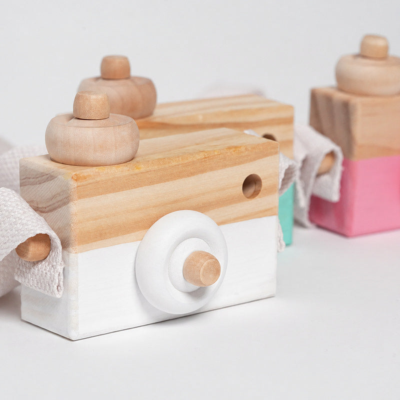 Wooden Toy Camera with Strap, Pretend Play Photography