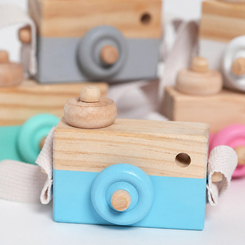 Wooden Toy Camera with Strap, Pretend Play Photography