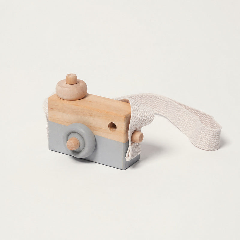 Wooden Toy Camera with Strap, Pretend Play Photography