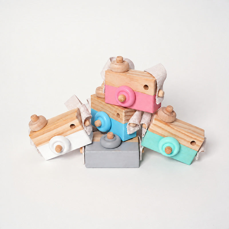 Wooden Toy Camera with Strap, Pretend Play Photography