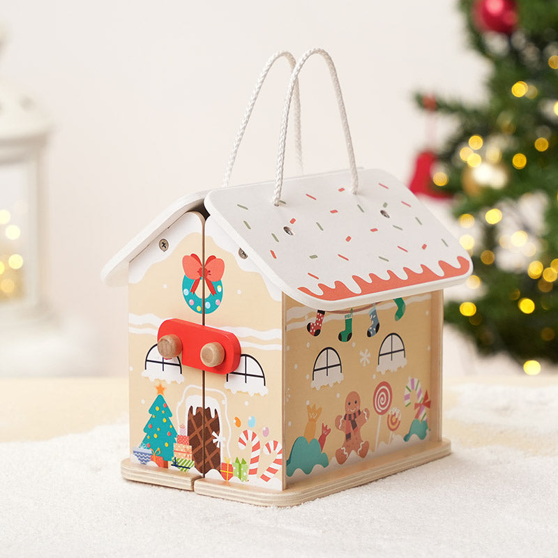 Wooden Christmas Dollhouse with Figurines