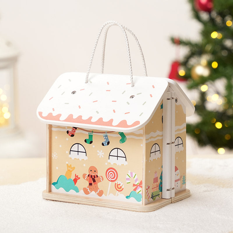 Wooden Christmas Dollhouse with Figurines