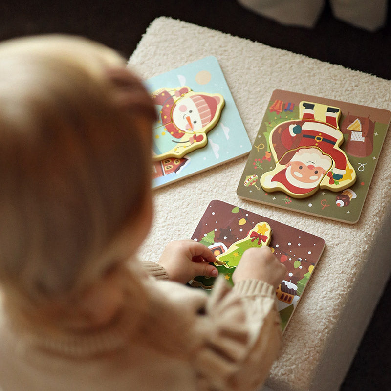 Christmas Wooden Puzzles, 3-Piece Toddler Set