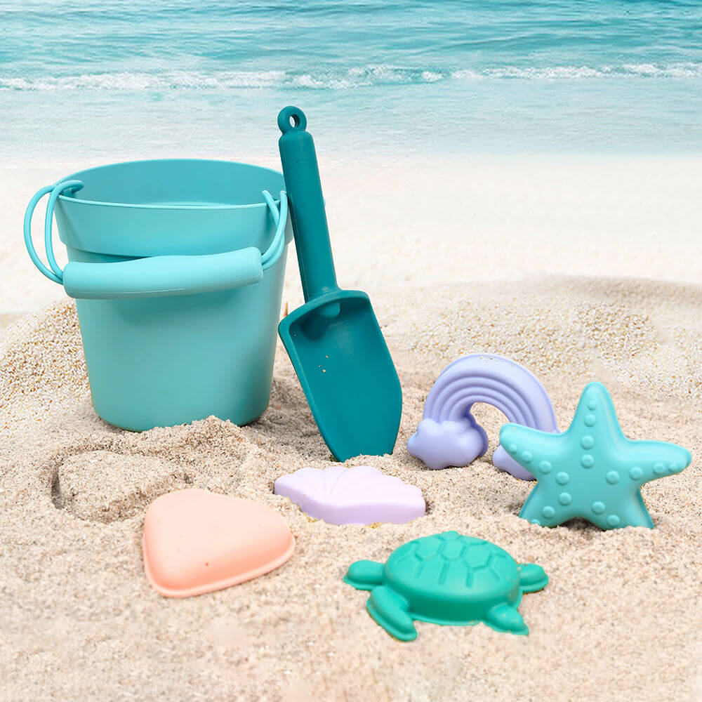 Silicone Beach Toy Set with Bucket and Molds
